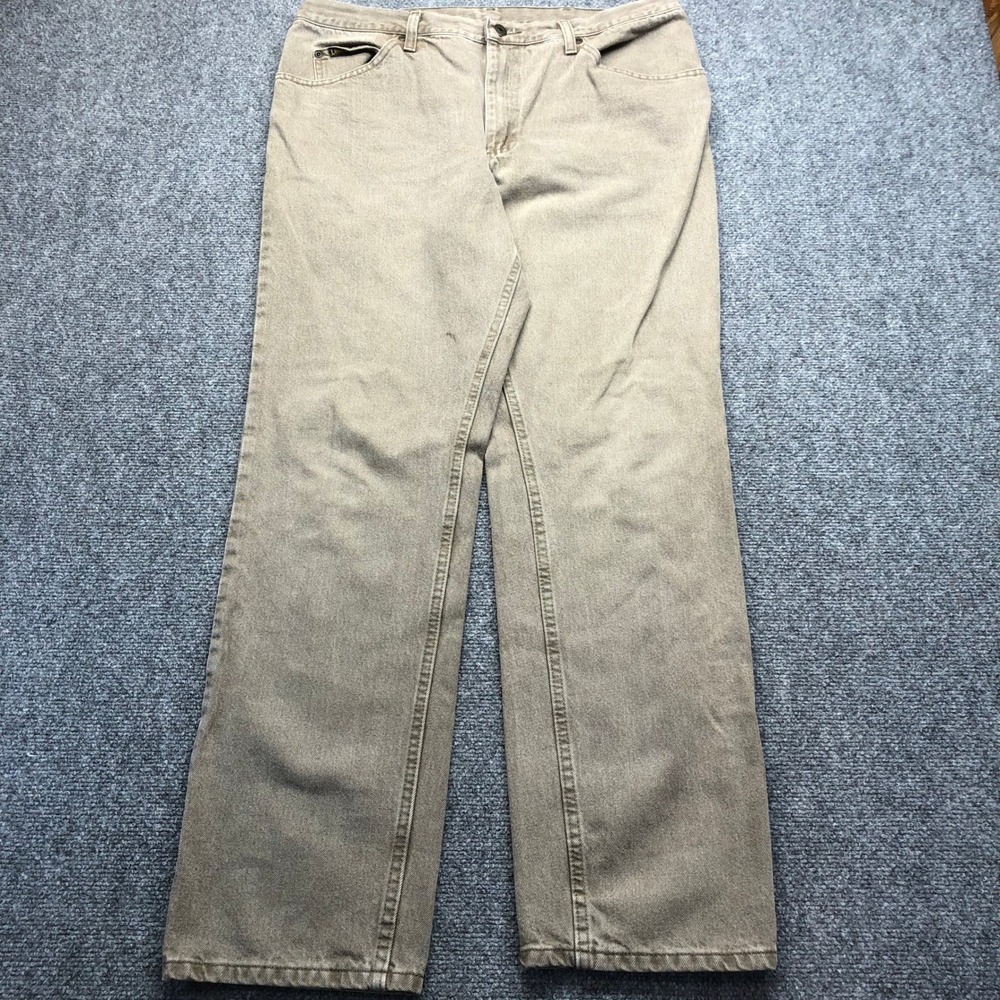 Lee Regular Fit Straight Leg Jeans Mens 35x30 Tan Khaki Cotton Denim